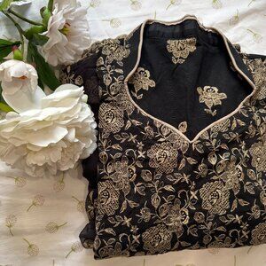 Embroidered Black Kameez and Dupatta set | Pakistani | Indian | 2 pcs set